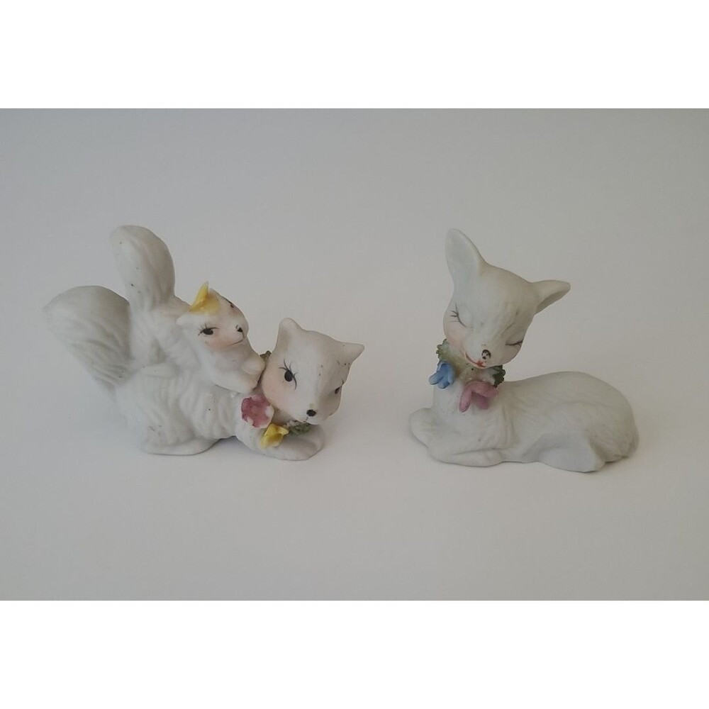 UCGC Vintage Miniature Porcelain Figurines Squirrels and Fawn